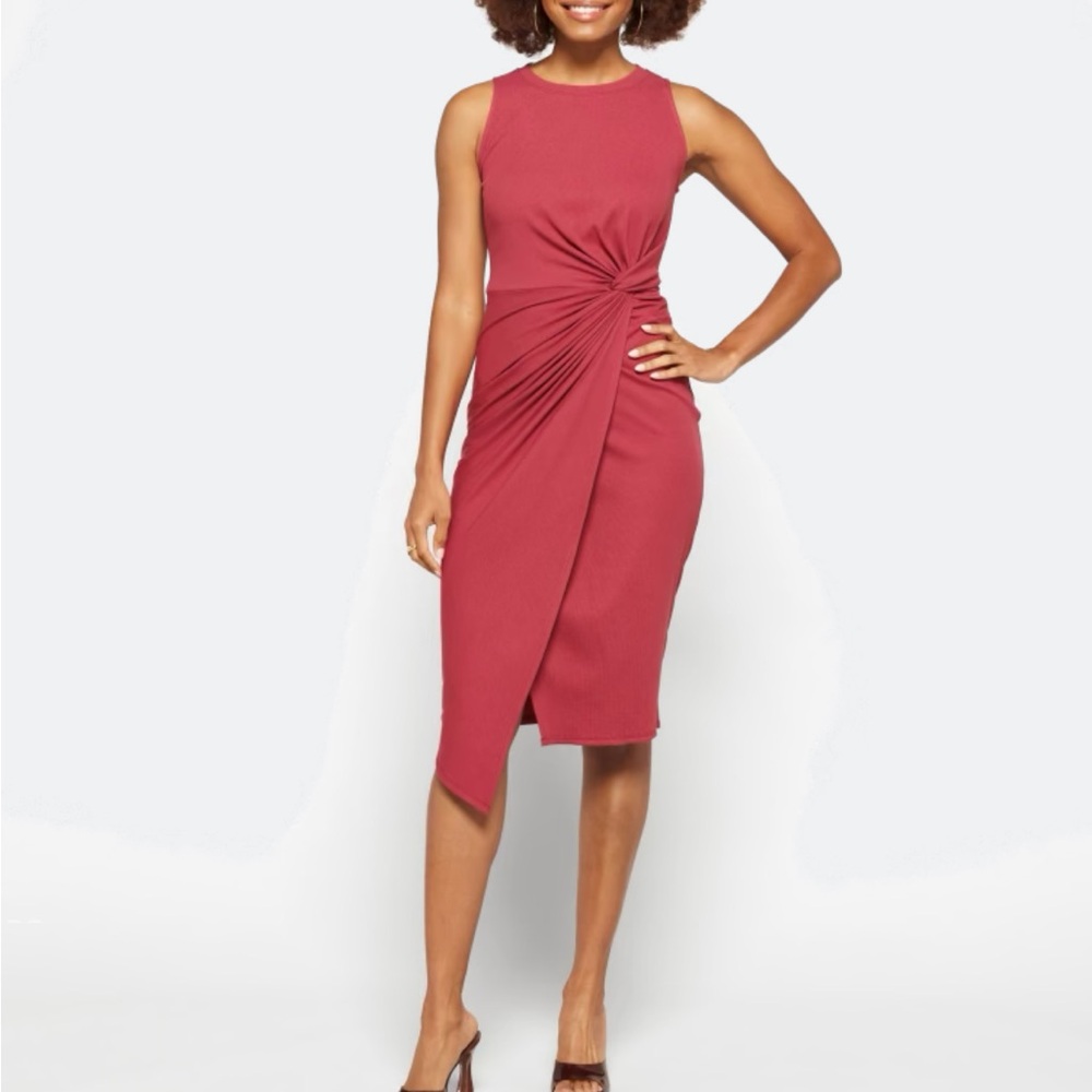 Nine Britton Sleeveless Midi Dress in Coral Red